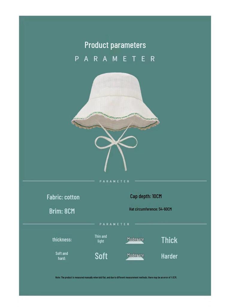 Spring & Summer Korean Style Lace Trim Women's Sun Protection Bucket Hat