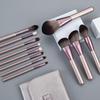 12-Piece Artificial Fiber Makeup Brush Set with Long Handles and Butterfly PU Leather Bag