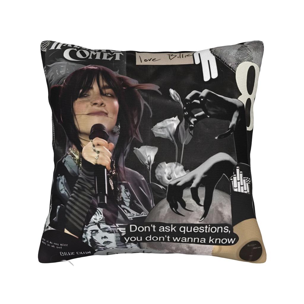 Billie Eilish Fan Merch Povlak na polštář Hit Me Hard & Soft Design alba Potah na polštář Oboustranně potištěný Pro hudební fanoušky Domácí dekorace