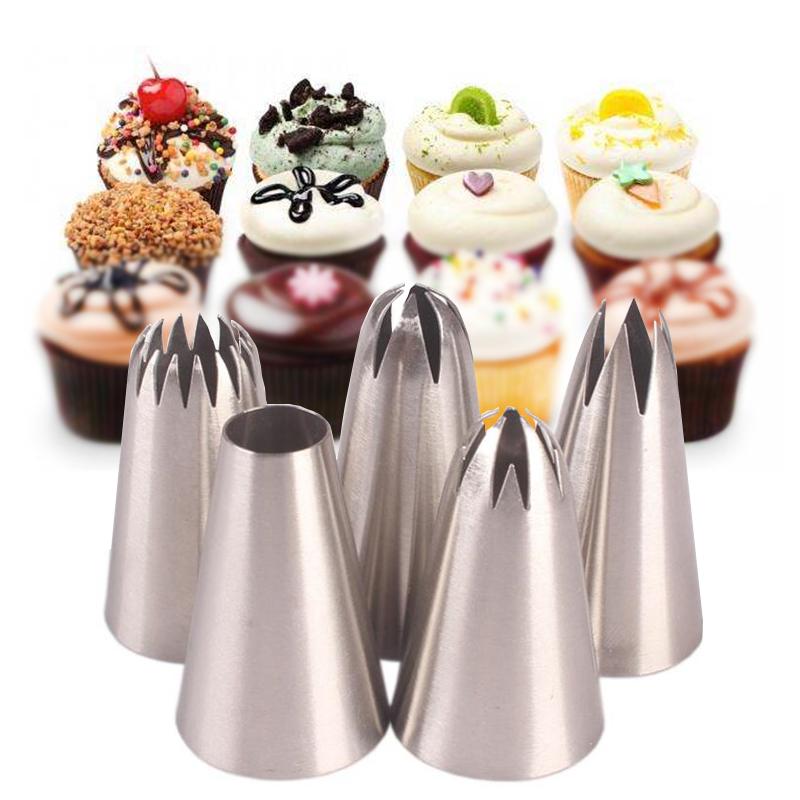 5Pcs Set Russian Icing Piping Nozzles 1M 2A 2D 2F 6B for Cake Fondant Decor Confectionery Flower Cream Kitchen Pastry Tools