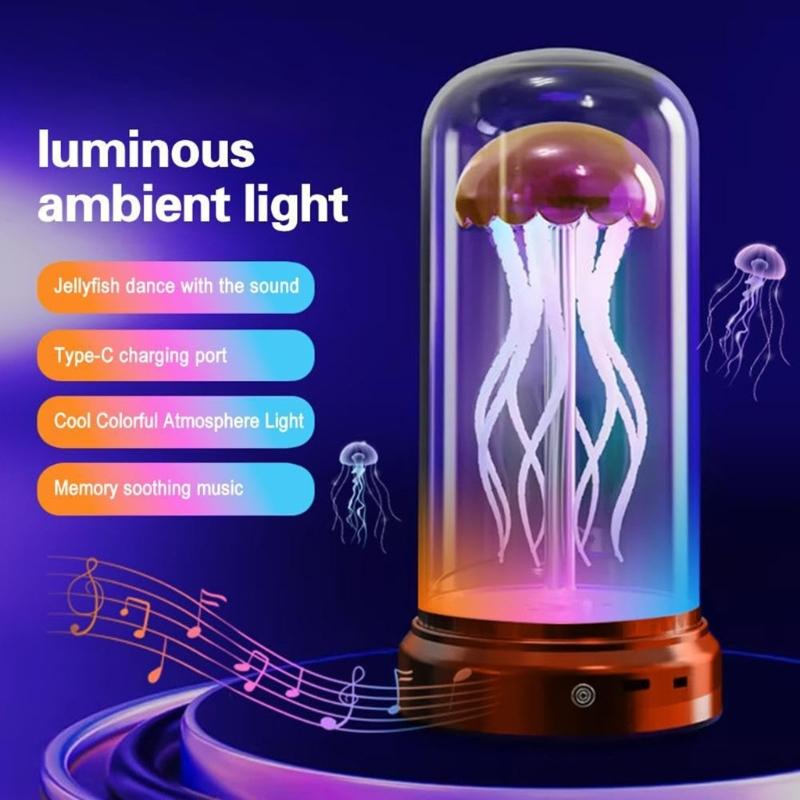 Electric Jellyfish Lamp with Music Dancing Jellyfish Lamp,7 Color Atmospheres Night Lights Jellyfish Desk Lamp Gift