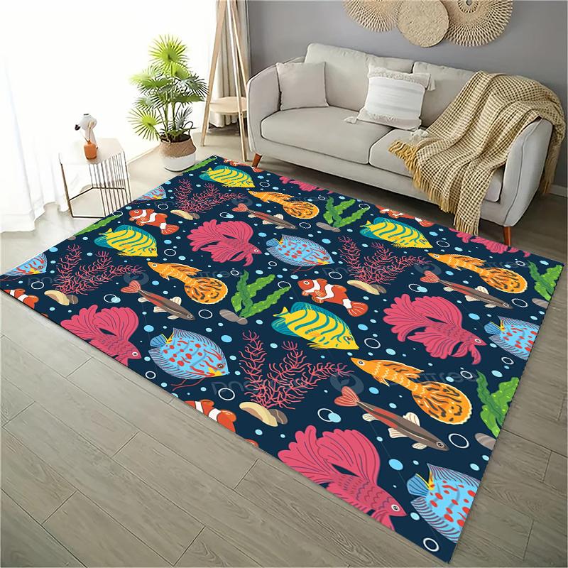 Ocean and Beach 3D Printing Large Area Carpets for Home Living Room  Kids Bedroom Sofa Doormat Kitchen Floor Rugs Anti-slipDecor