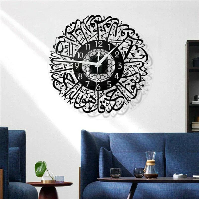 Acrylic mirror decorative clock Islamic Calligraphy Eid Decor Wall Clock 3D Silent Quartz Wall Clock Home Decoration PenduQ1G1T3