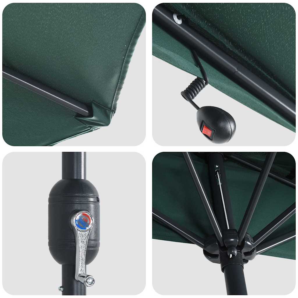 Garden Sun Umbrella Green 294 X 150 X 223 Cm Polyester and Steel