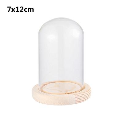 Fairy Lights Plants Jar Glass Vase Terrarium Wooden Base Dust Cover Flower Storage Box Glass Cloche