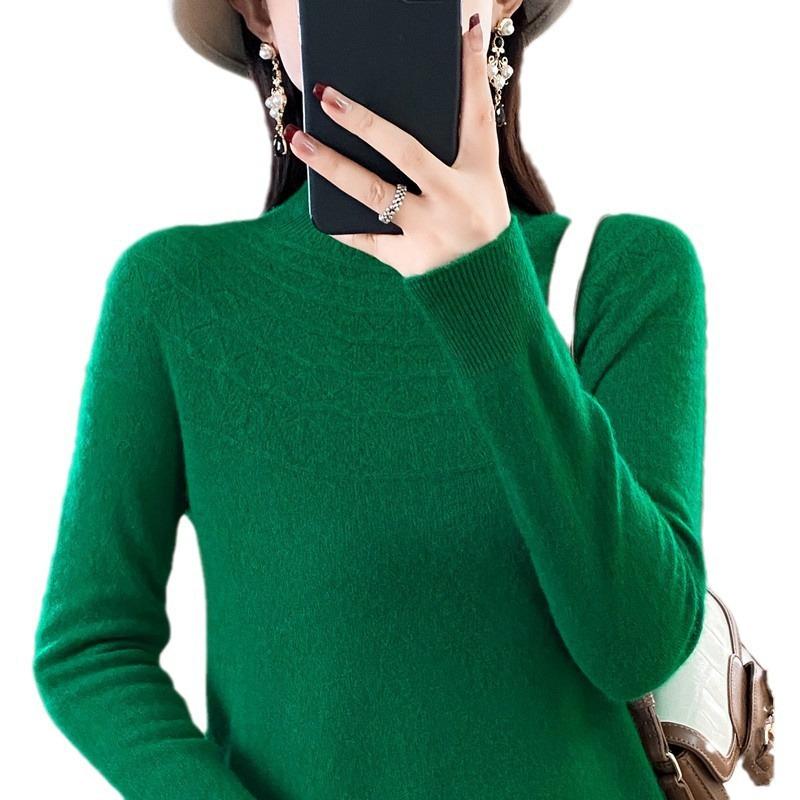 Skeleton Half-high Neck Bottoming Shirt Women's Fall and Winter Within The Lazy Loose Thin Knitted Sweater