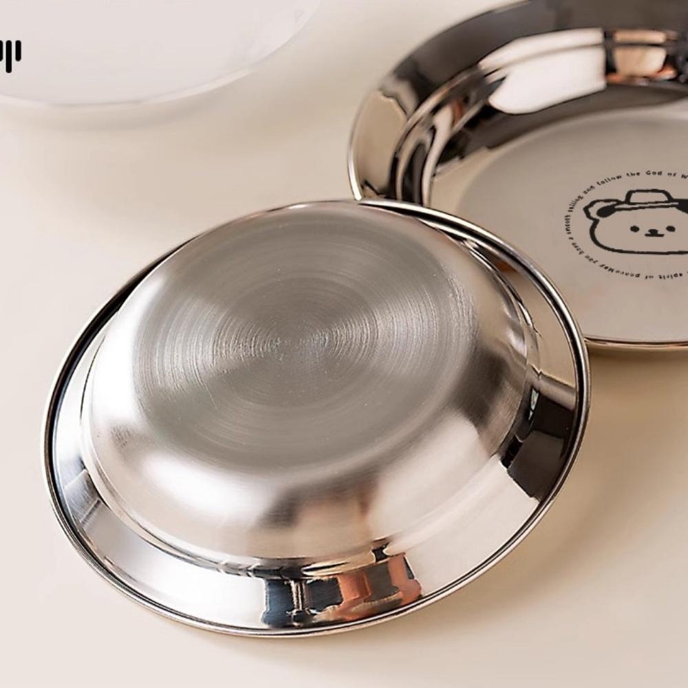 Stainless Steel Mini Plates, Round Plates, Suitable for Children and Adults On a Diet, Reusable, Non-toxic, Shockproof and Dishw