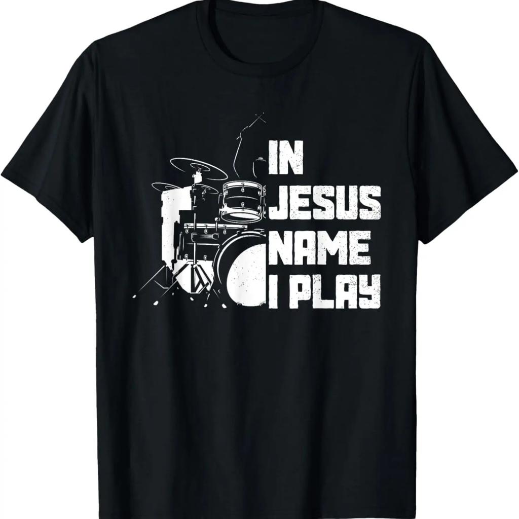 Vintage Drumset Christian Drummer In Jesus Name I Play Drum T-Shirt