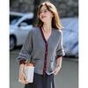 Women's Asymmetrical Striped V-Neck Knit Cardigan