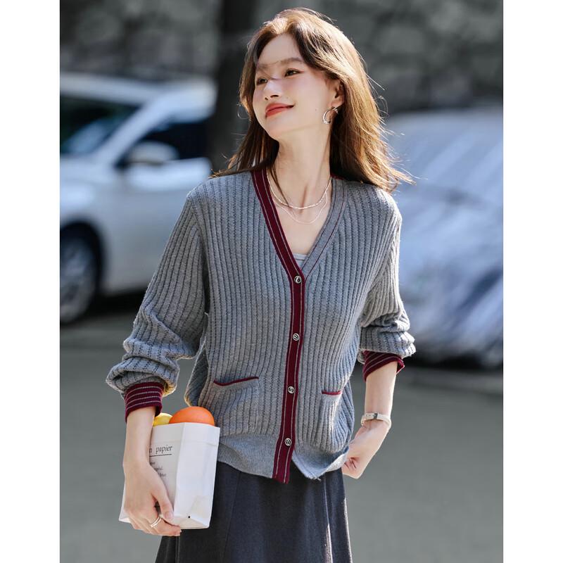 Women's Asymmetrical Striped V-Neck Knit Cardigan