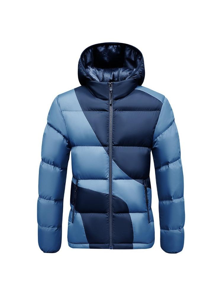 Light Cotton Clothing Men's Models Winter New Crash Colour Slim Splicing Removable Cap Thickened Hooded Comfortable and Versatile Jacket