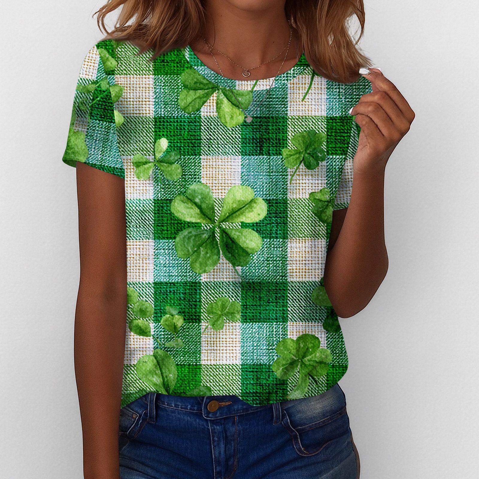 

Women s T Shirt Tee Print Short Sleeve Daily Weekend Fashion Basic Regular Top St. Patrick s Day L