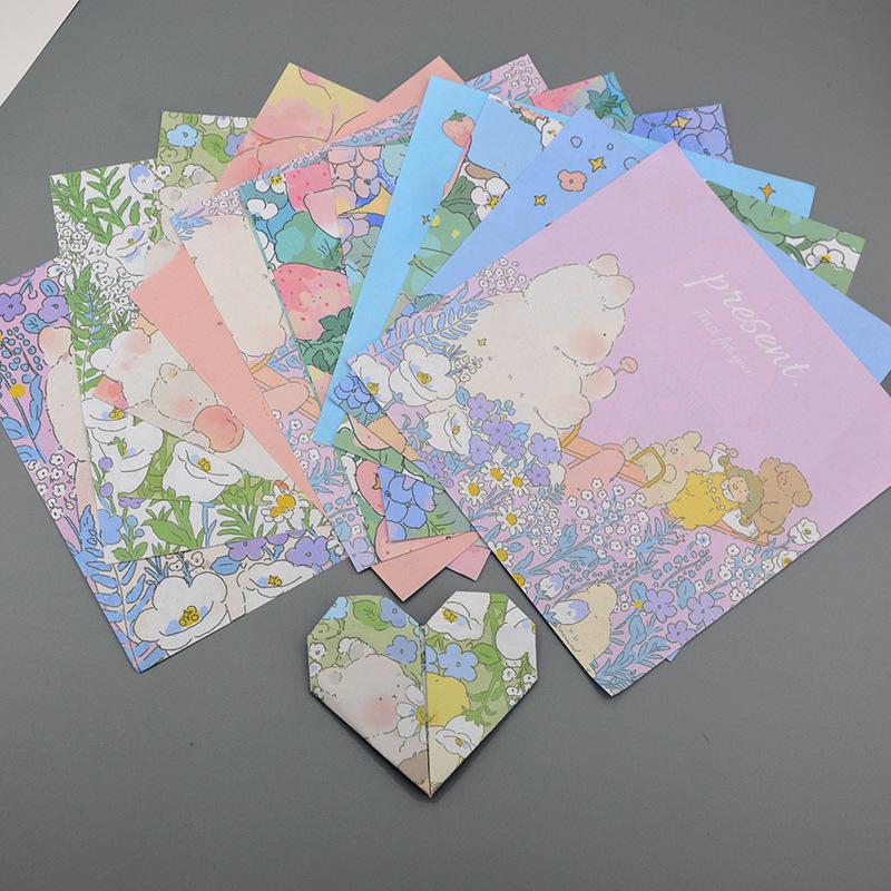 Colorful Cartoon Origami Paper for Kids – Heart & Crane DIY Craft Cardstock