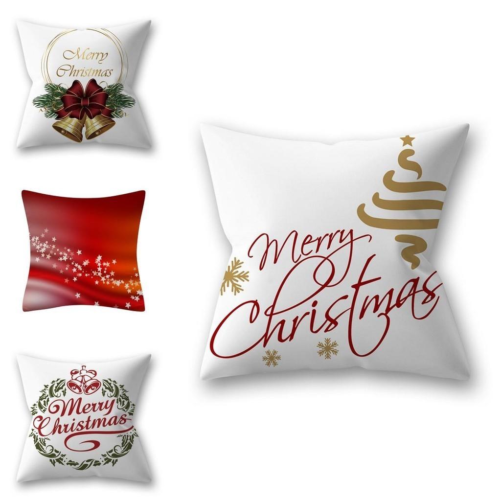 Luxurious Soft Polyester Peach Skin Christmas Cushion Cover With Santa Claus Design