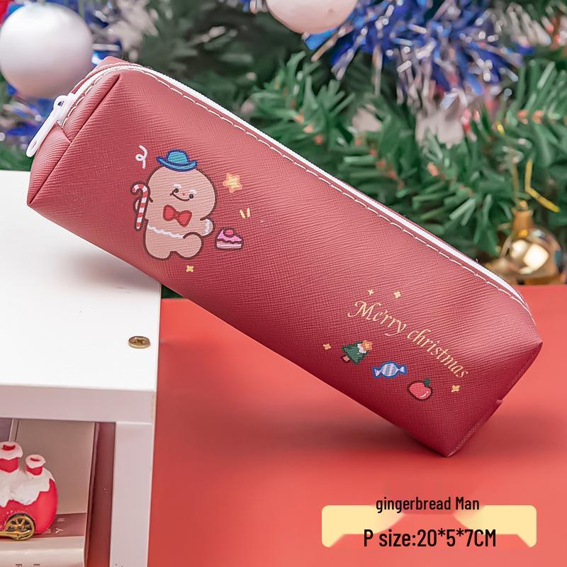 

Christmas Cartoon Pencil Case - Large Capacity PU Stationery Bag, Adorable Gift for Children 18.5*3.7*5.5 cm