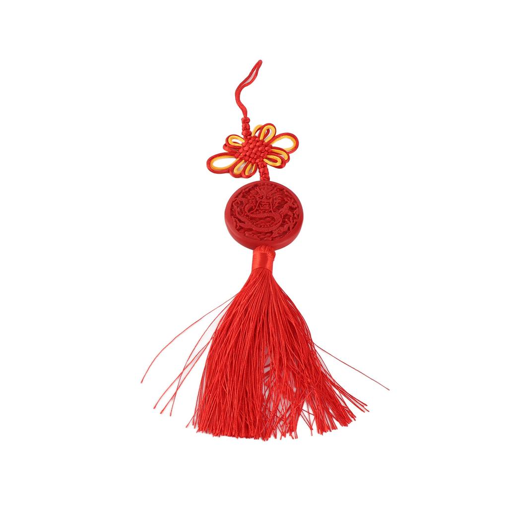 Chinese Lacquer Carved Hanging Ornament New Year Traditional Lacquerware Chinese Knot Car Pendant