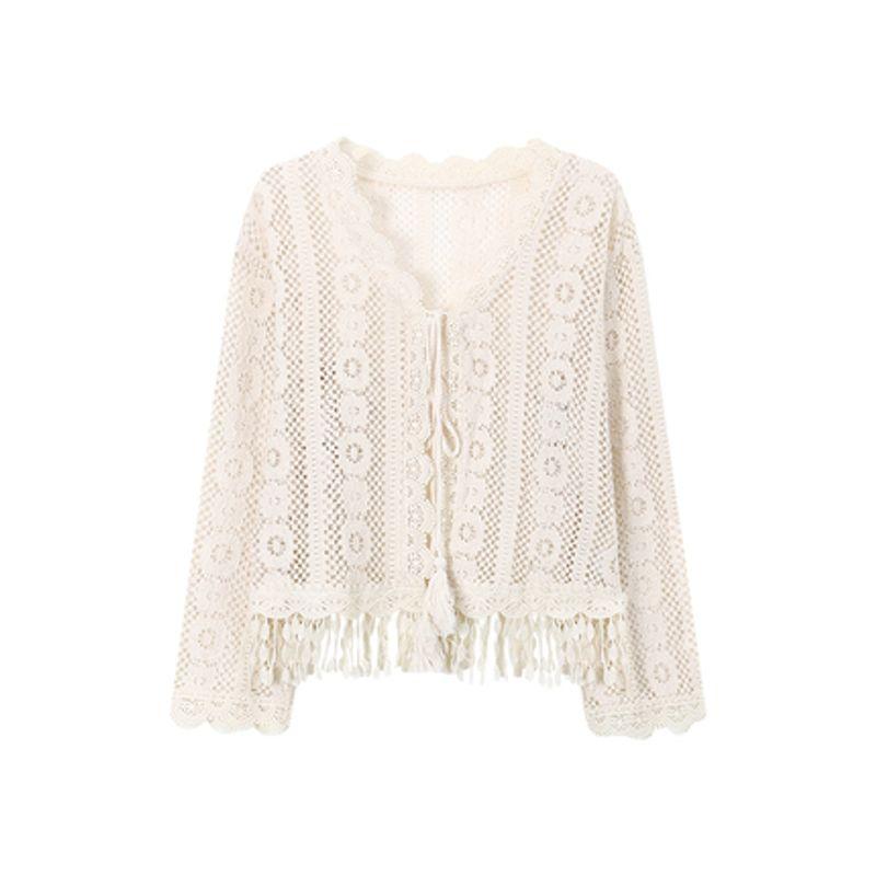 Kumikumi Gentle Suit Women's Three-Dimensional Flower Sling Dress Summer Tassel Sun-Proof Outwear Two-piece Set