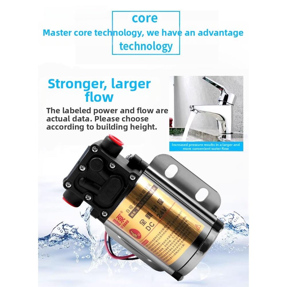 24V DC Diaphragm Pump Electric for Water Oil Transfer For Trucks Cars Featuring Metal Alloy Frame and Clear Inlet Outlet