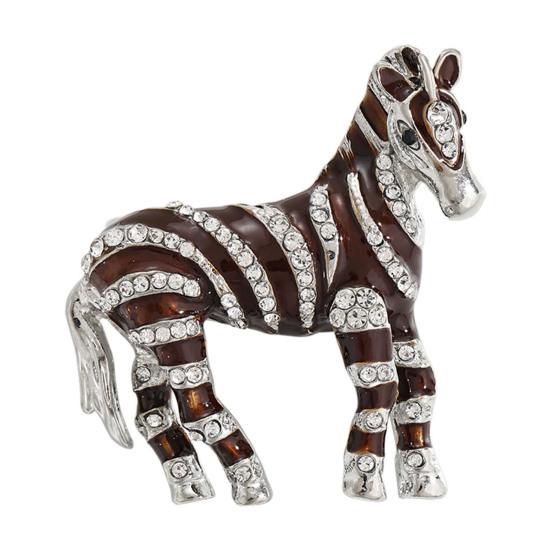 Brooch Horse-Themed Zine Alloy Brooch with Inlaid Crystals Enamel Faux Pearls Fairy Tale Badge Artistic Accessories