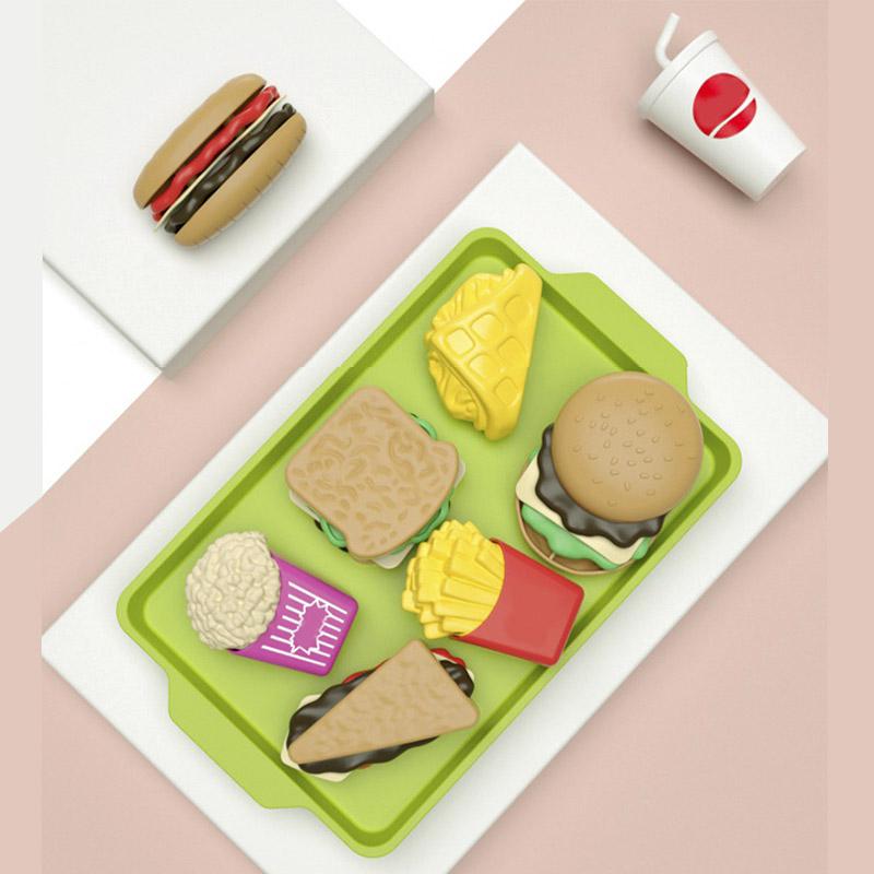 9 PCS Set Mini Detachable Plastic Snack Hamburger Pretend Toys Kids Kitchen Play House Food Educational Toys for Girls Boys