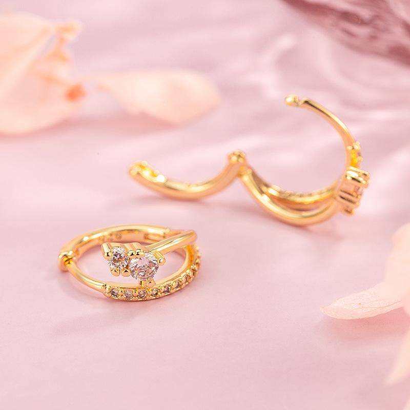 925 Sterling Silver Jewelry Luxury Crystal Double Layer Hoop Earrings for Women Wedding Party Jewelry For Girls Friend Gift