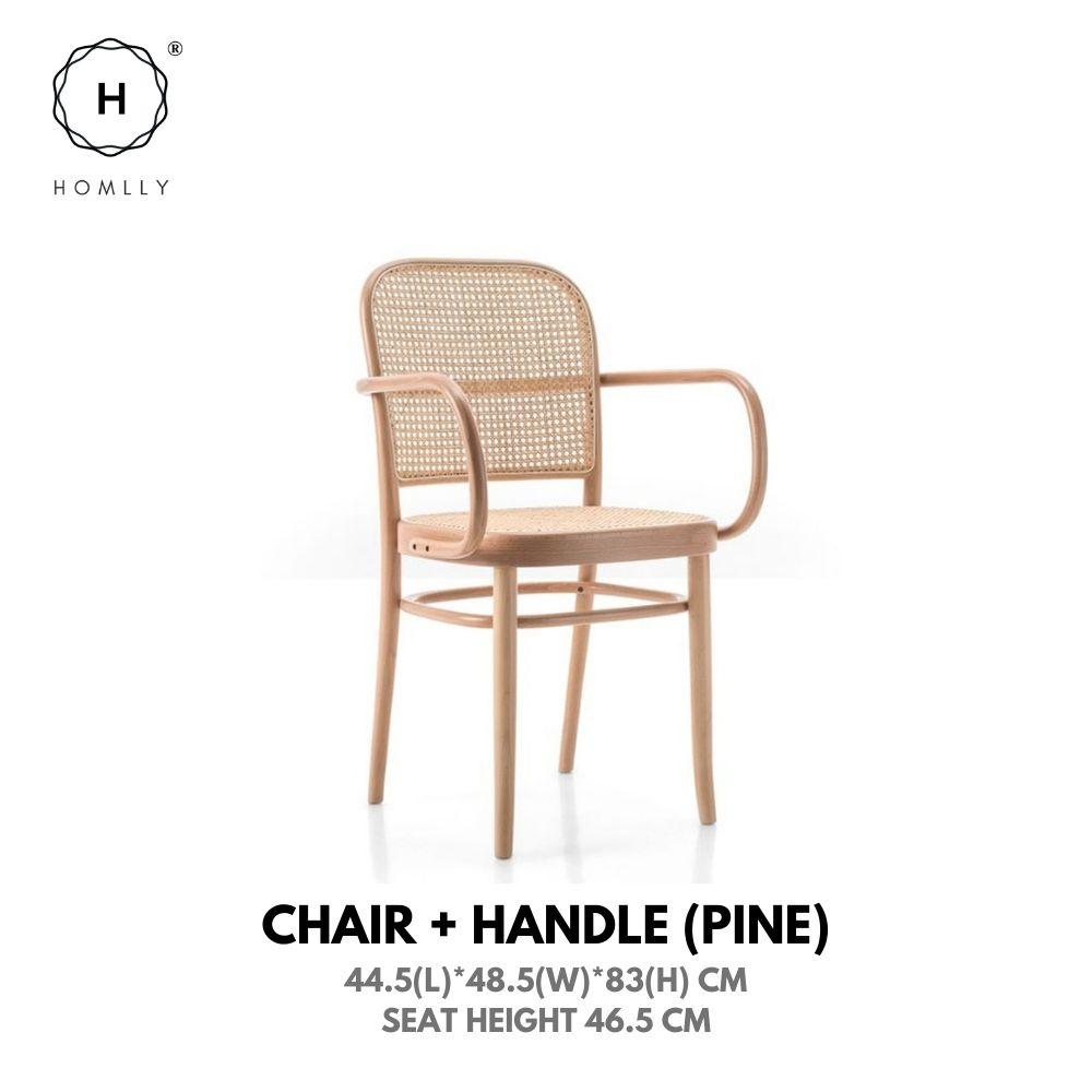 Homlly Natural Rattan Solid Wood Dining Chair
