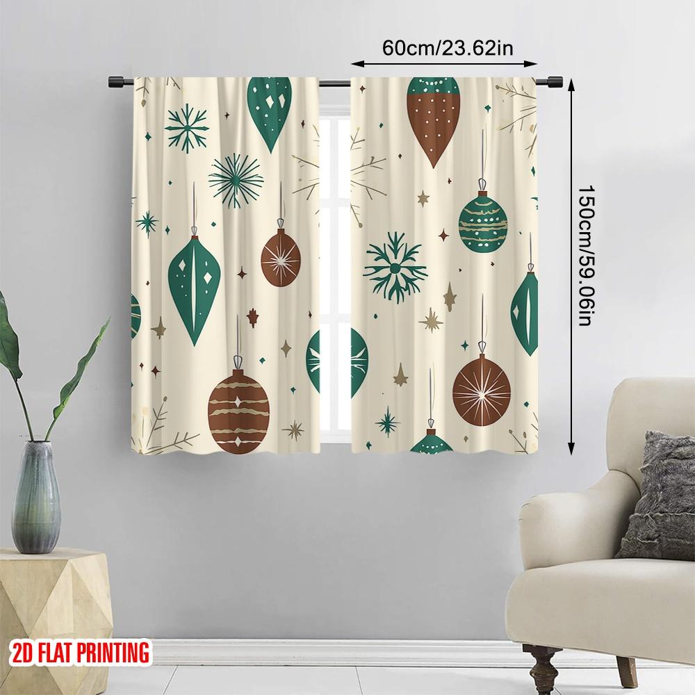 2pcs,2D Plane Printing Pattern Curtains Christmas Ornaments Snowflakes_a (2) 100% Polyester (without Rod) All Seasons Perfect