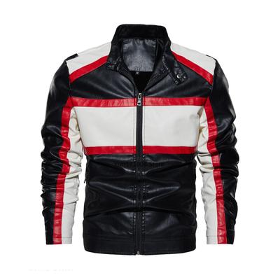 Chaqueta de cuero para hombre de primavera y otoño, de alta calidad, con cuello alto, ajustada, para motocicleta, abrigos a prueba de viento, ropa para hombre