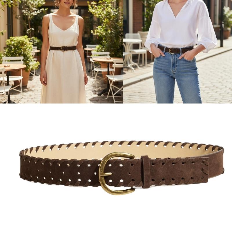 Handwoven Braided Waist Belt PU Leather Waist Sash Adjustable Waistband For Men Women Multiple Color Optional