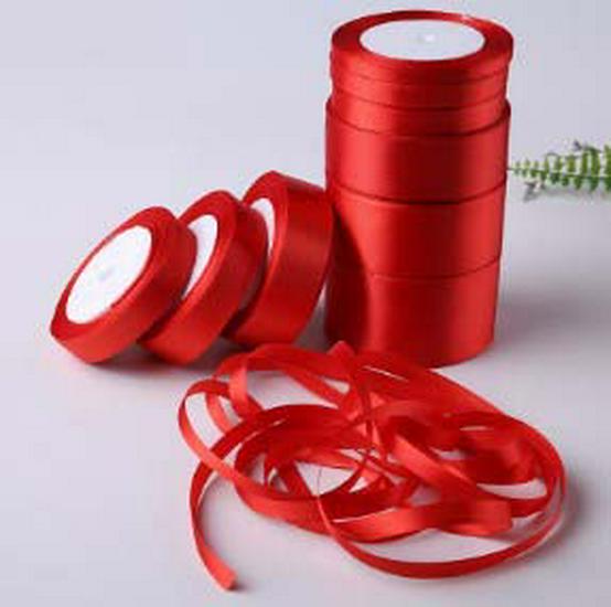 

Handmade Festive Red Satin Ribbon for Packaging, Wedding, Cake Decor, and Hair Ties 1 roll; Wedding Decorative Ribbon - 1.5cm x 23m