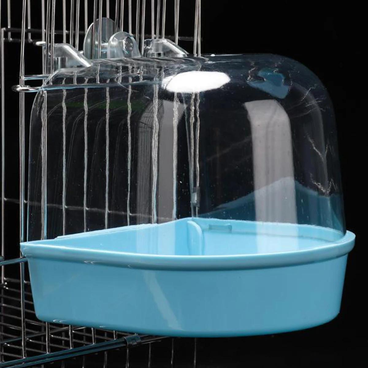 Hanging Bird Bath Box, Parakeet Shower Caged ,Parrot Bath Box Bird For Pet Brids For Canary, Budgerigar, Cockatiel,Parrots синий