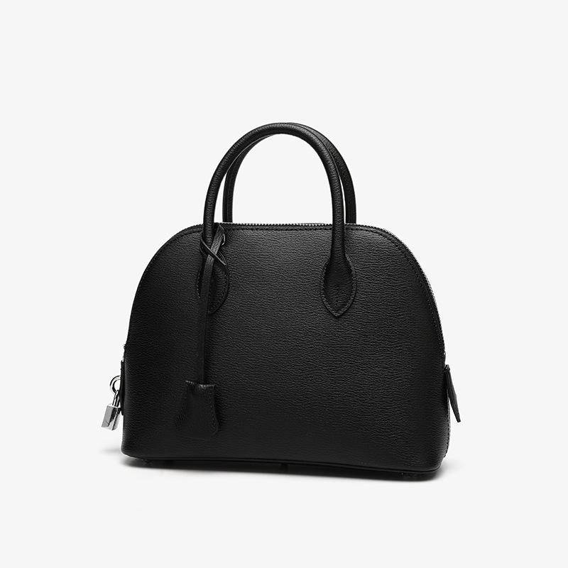 Women s Genuine Leather Handheld Shell Bag - Versatile Crossbody Bowling Style чёрный