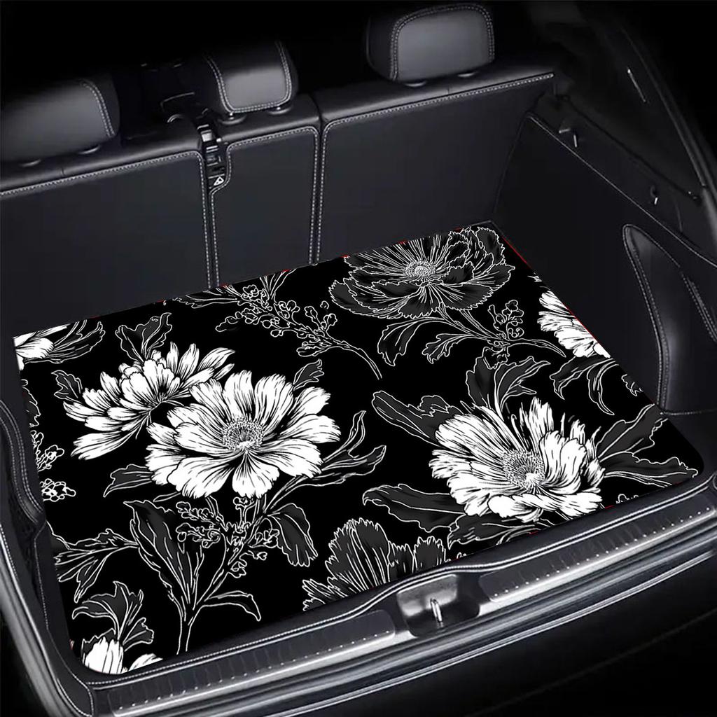 1Pcs Diatom Mud Floral Car Trunk Mat Anti Slip Cargo Liner Waterproof Rear Storage Protector Floor Mat SUV Sedan