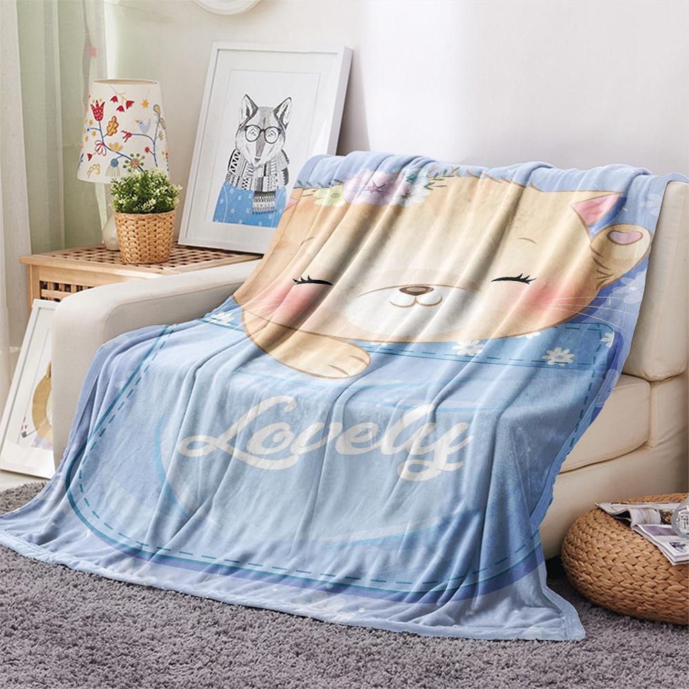 1 ks Flanelová deka s kresleným potiskem, Vysoce kvalitní, Pohodlná pro všechna roční období, Domácí dekorace, Teplo a pohodlí, Perfektní jako vánoční dárek k narozeninám