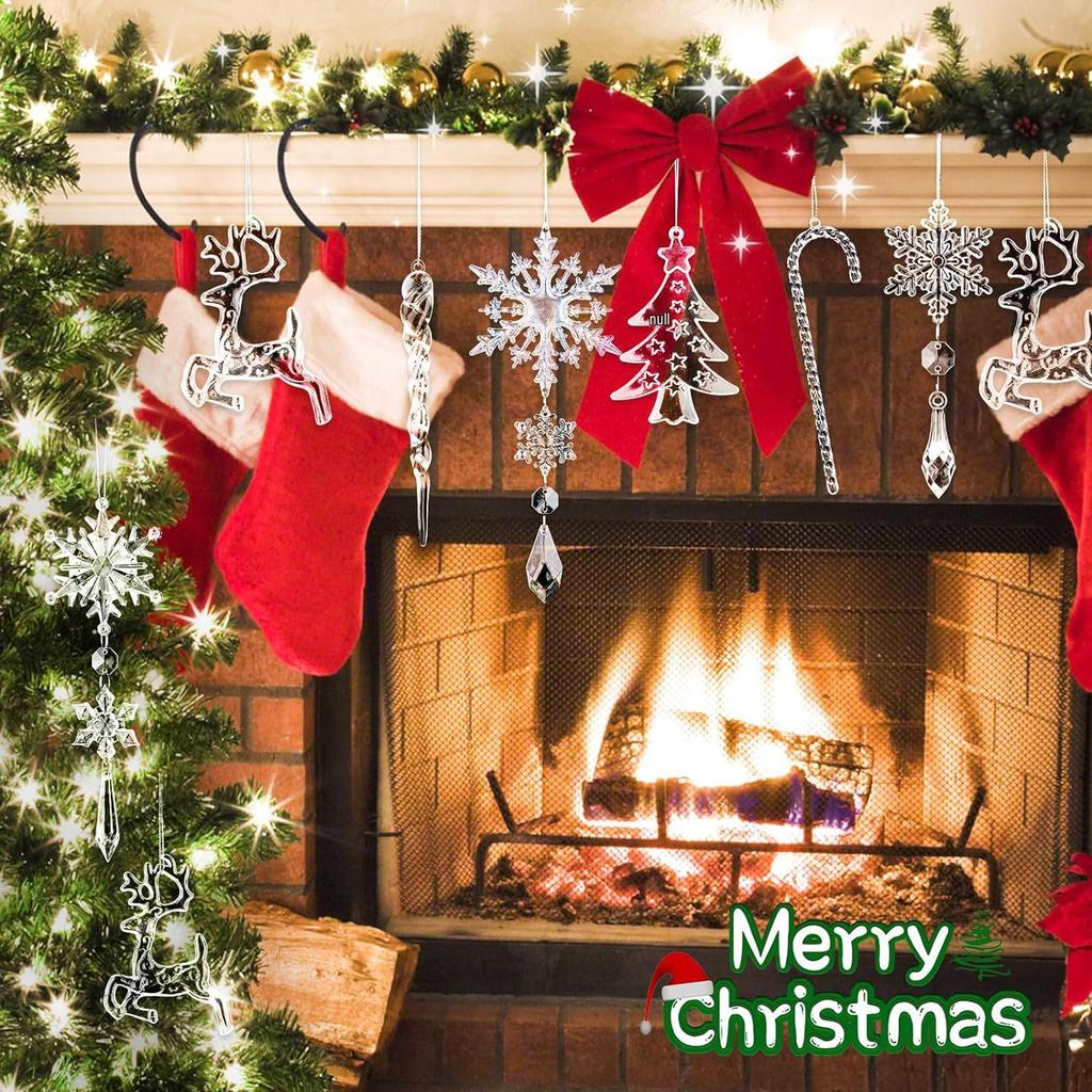 18-Piece Snowflake & Icicle Acrylic Christmas Ornaments Set