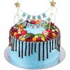 Adults Happy Birthday Gold Bunting Stars Baking Decoration Cake Flags Cake Topper Party Supplies