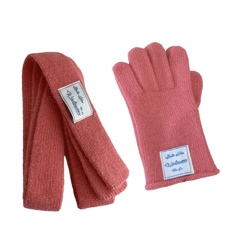 

Удобный трикотажный комплект, незаменимый для улицы зимой, утолщенные женские перчатки для повседневной моды темно-розовый