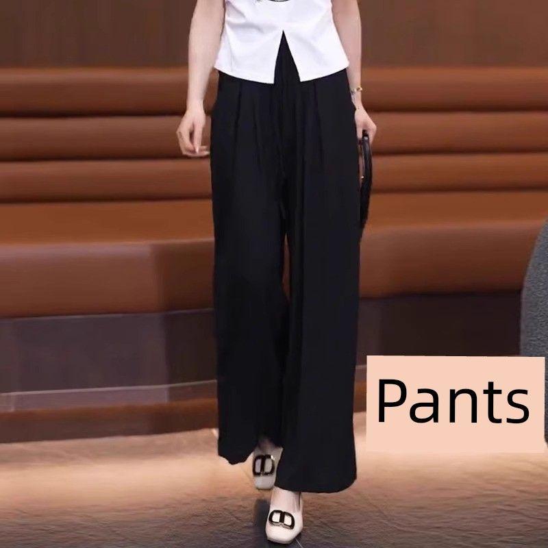 

Big Sale Leak-Picking ~ Casual Loose Pants Women s Spring and Summer Thin High Waist Drooping Ruched Idle Style Straight-leg Pants Black Minimum Order of 500 Pieces Is 24 Yuan