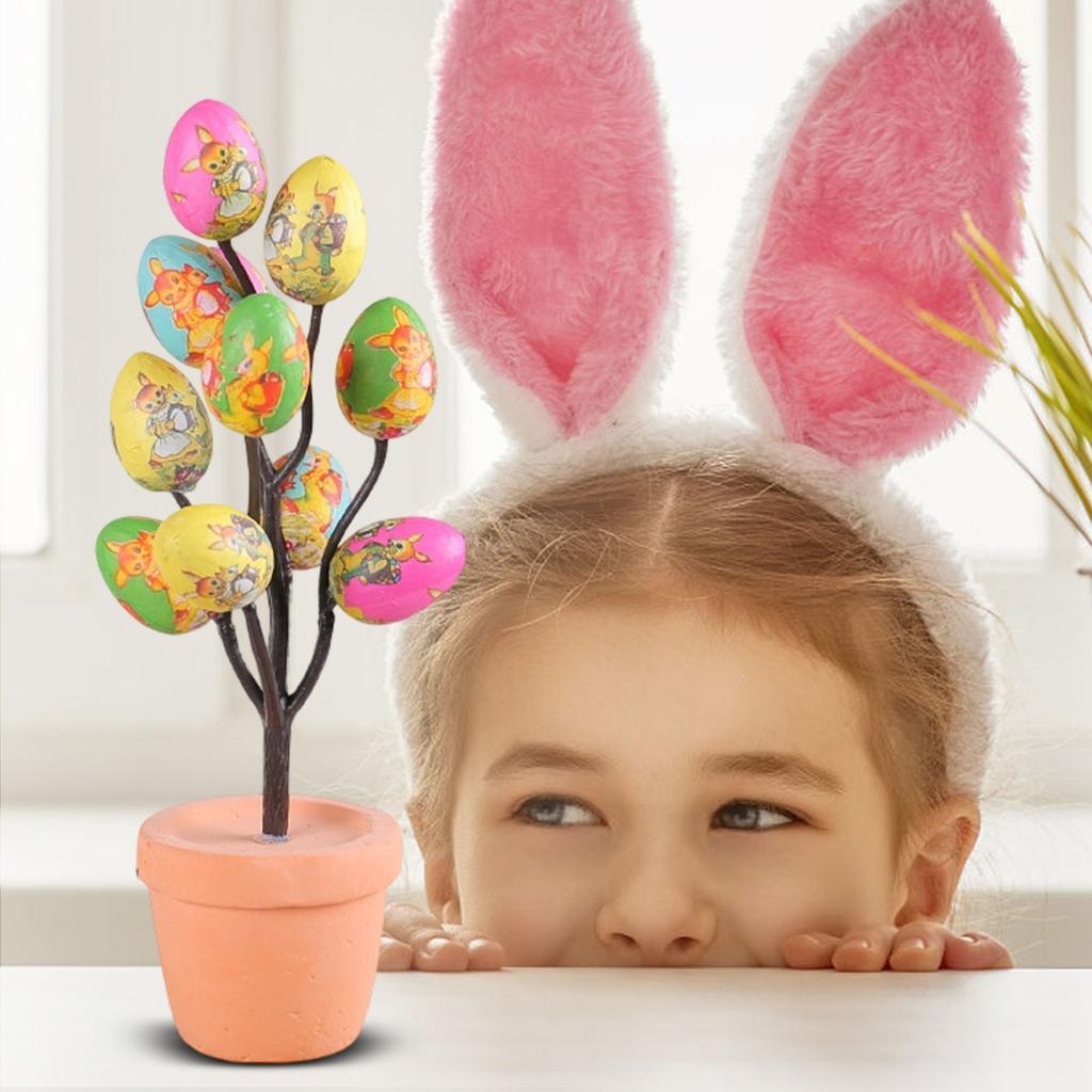 Easter Artificial Egg Planter With Cartoon Easter Egg Prints – Easter Table Decoration