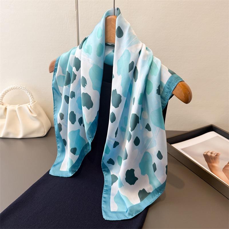Sexy Ombre Leopard Dot Geometric Print Shawl Luxury 70X70Cm Square Silk Scarf Wrap Fashion Accessory Hair Tie Bandana Hijab