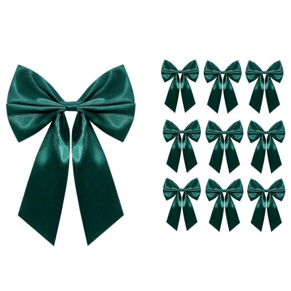 10Pcs Reusable Xmas Tree Bows Solid Color Christmas Decorative Bow Wedding Party