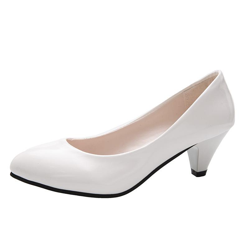 Spring and Autumn new sexy pointed large size women's shoes light rough heel workplace mouth work shoes