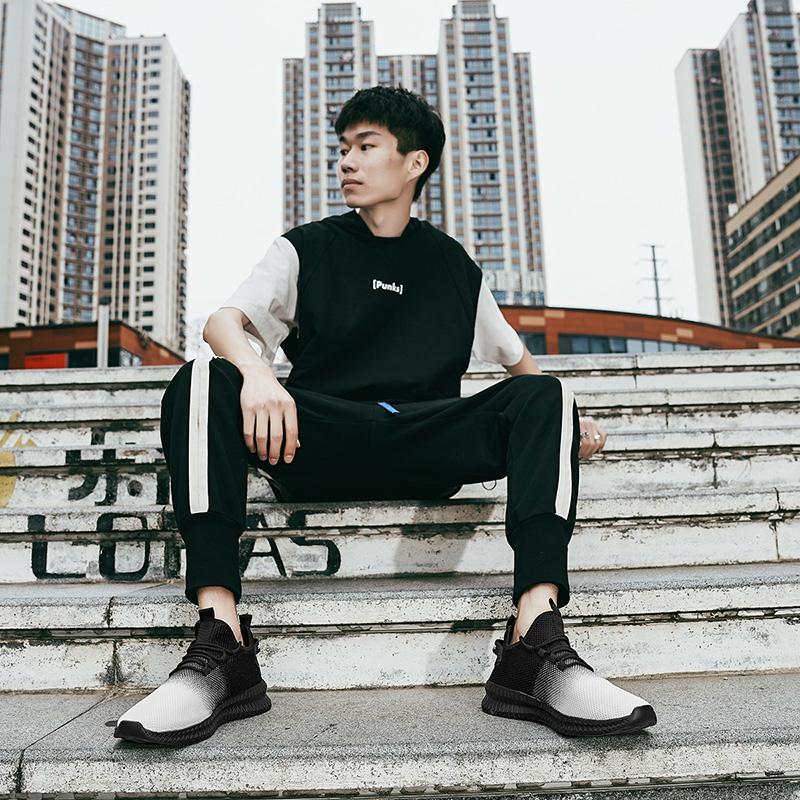 40–47 Jarní a podzimní pánské létající tkané síťky Ultralehká venkovní sportovní obuv