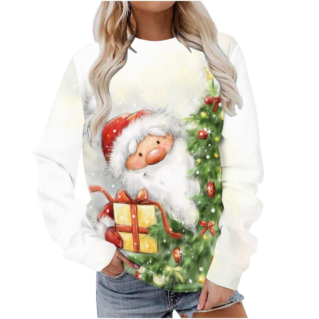 Autumn Christmas 3D Printed Women's Pullover Casual Loose Long Sleeved Top Fashion Hoodie Plus Size Women's Sweatshirt