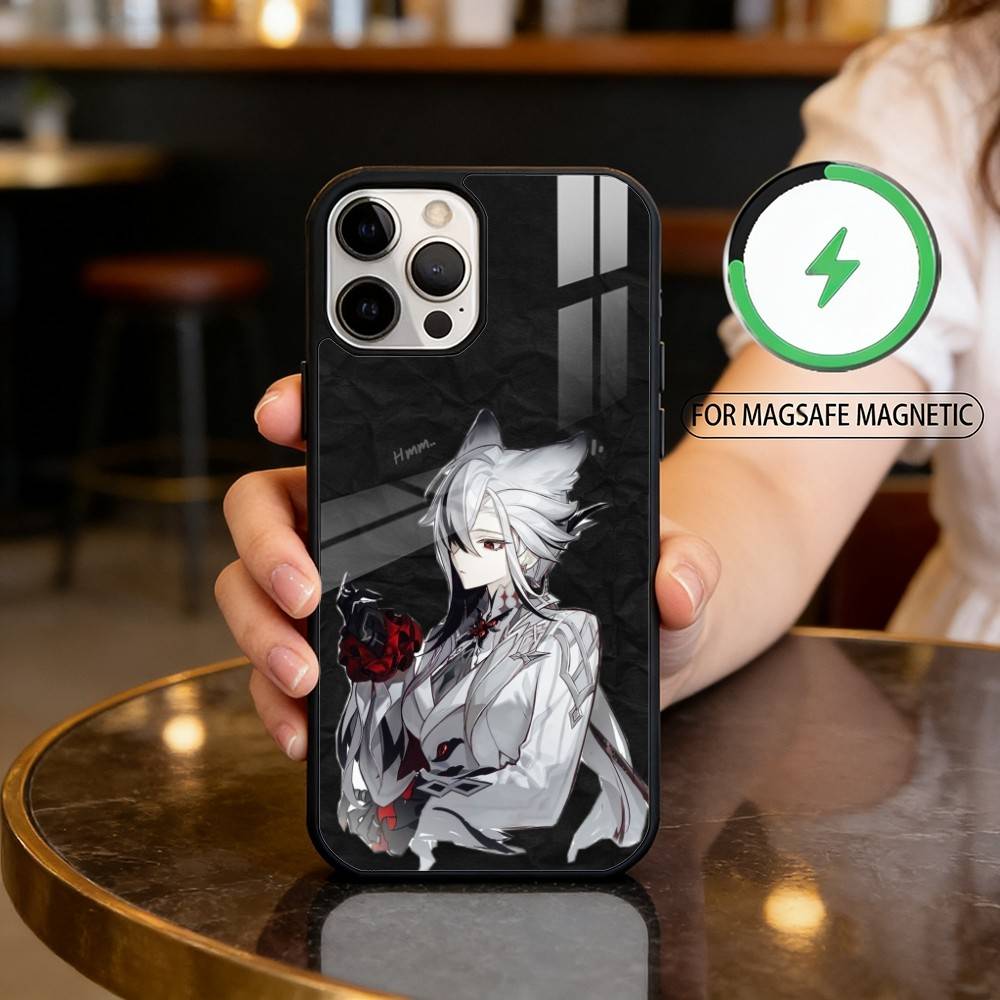 G-Genshin Arlecchino Impact Magnetic For Magsafe Wireless Charging Phone Case For iPhone17,16,15,14,13,12,11 Plus,Pro Max