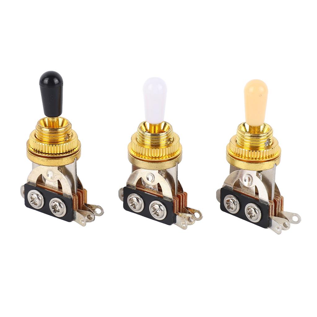 3pcs 3 Way Guitar Toggle Switches Short Straight Switch with Black White Cream Tips for Electric