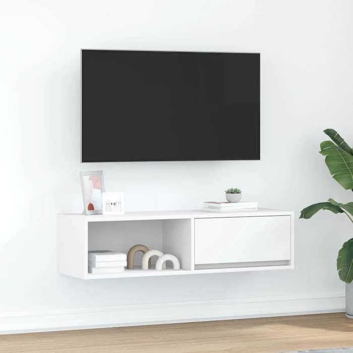 VidaXL Meuble TV blanc 100x31x25,5 cm bois d'ingénierie, banc TV, meuble hifi, centre de divertissement, buffet TV, meuble 861472