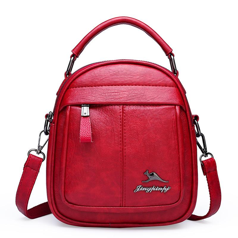 

Women s bag new fashionable small backpack three-purpose soft leather crossbody portable shoulder backpack women красный