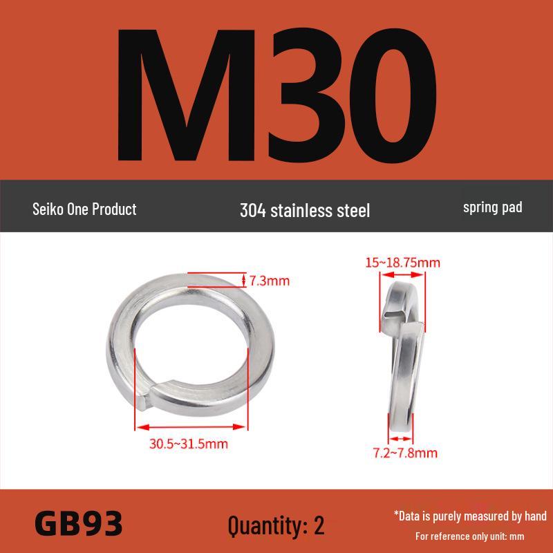 304 Stainless Steel Heavy Duty Spring Washer, Light Duty Thick Washer Spacer GB93