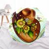 Western Cowboy Hat with Sunflowers and Daisies - Automatic Opening Umbrella, Portable Tri-Fold Design, 8-Bone Iron Frame, , Festival Gift Fo